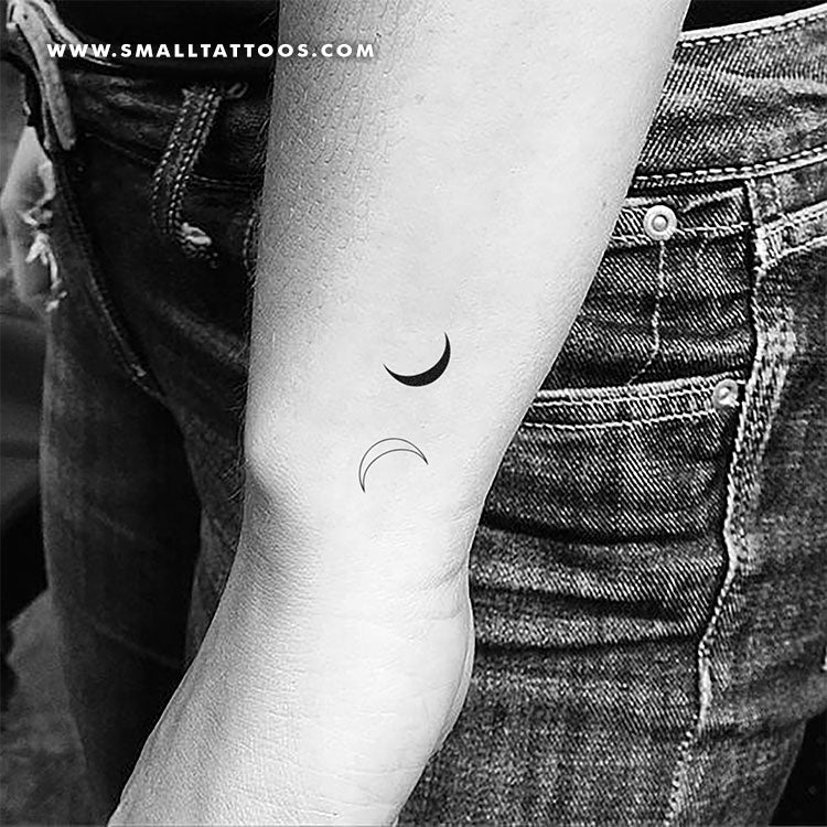 Crescent Moon Couple Temporary Tattoo (Set of 3) – Small Tattoos